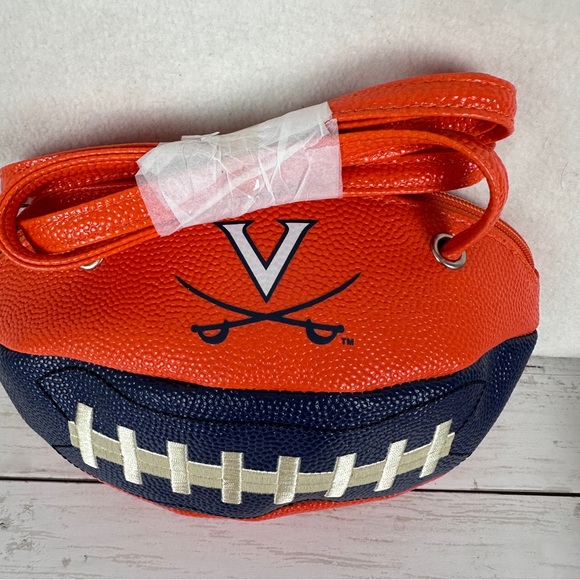 Virginia Cavaliers NCAA Football Shaped Crossbody Purse NWT College Fan Orange - Picture 3 of 11
